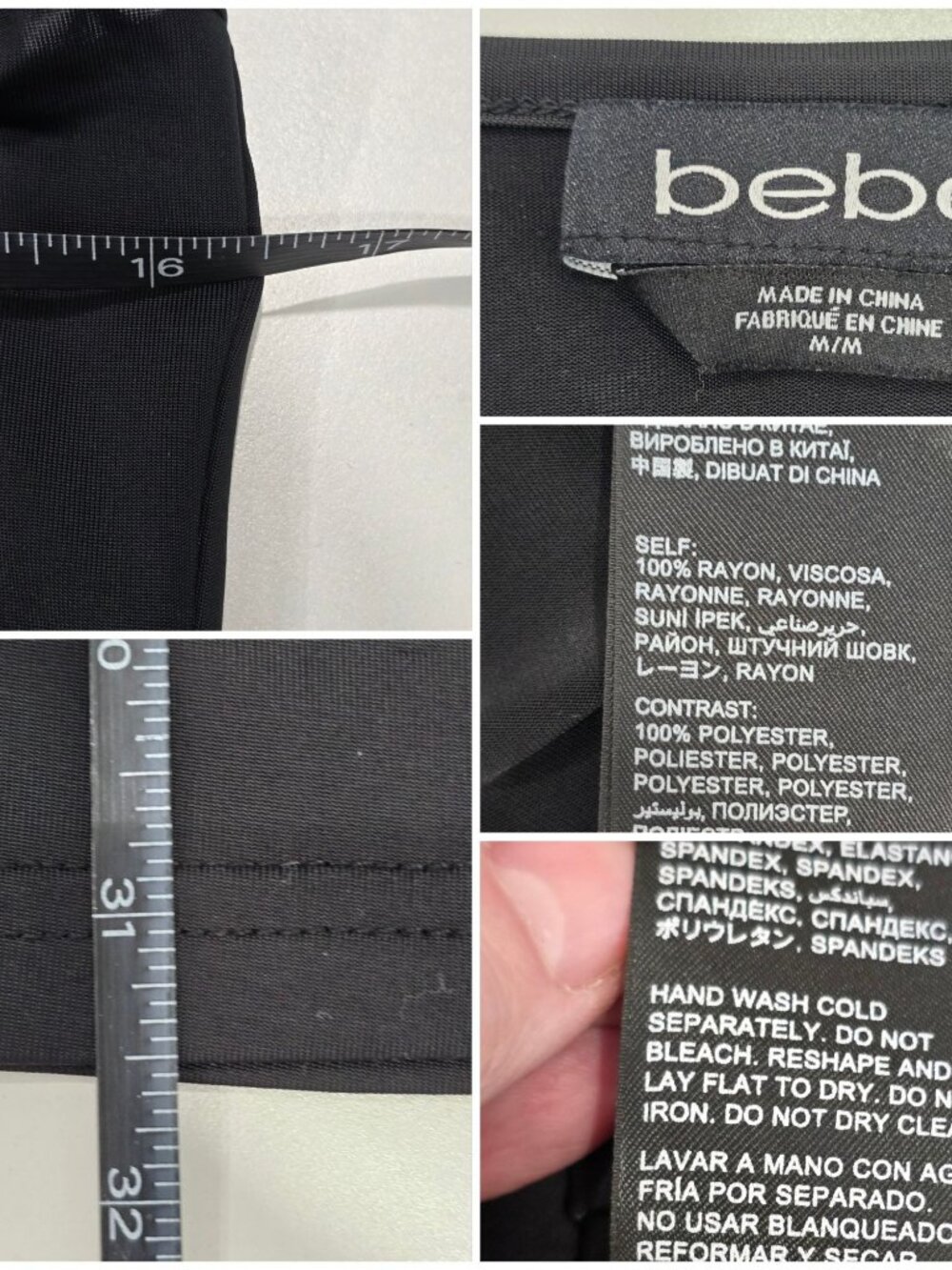 Bebe ✦ Adjustable Strap Mini Dress ✦ Black Chic Fitted Slip Silhouette Size M - Picture 8 of 9